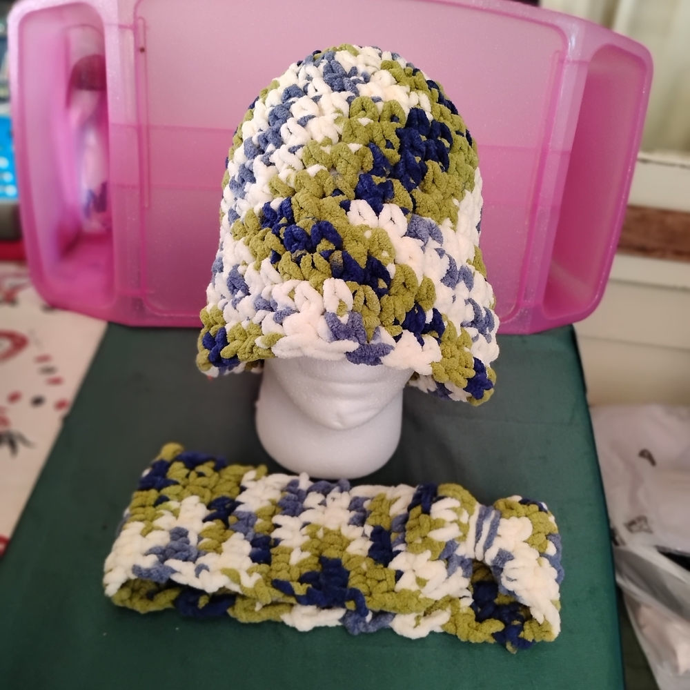 Handmade Crochet Hat & Ear Warmer Set